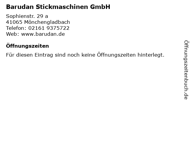 Barudan Stickmaschinen GmbH in Mönchengladbach: Adresse und Öffnungszeiten