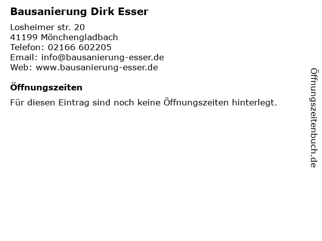 Bausanierung Dirk Esser in Mönchengladbach: Adresse und Öffnungszeiten