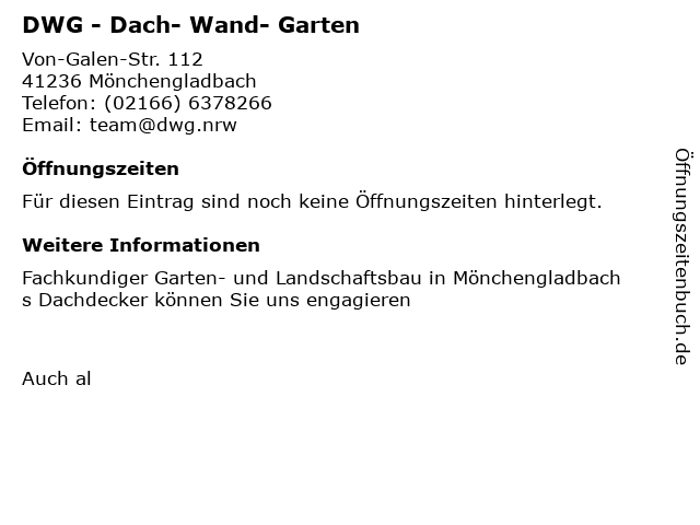 DWG - Dach- Wand- Garten in Mönchengladbach: Adresse und Öffnungszeiten