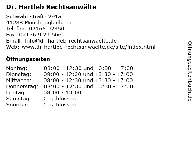 Dr. Hartleb Rechtsanwälte in Mönchengladbach: Adresse und Öffnungszeiten