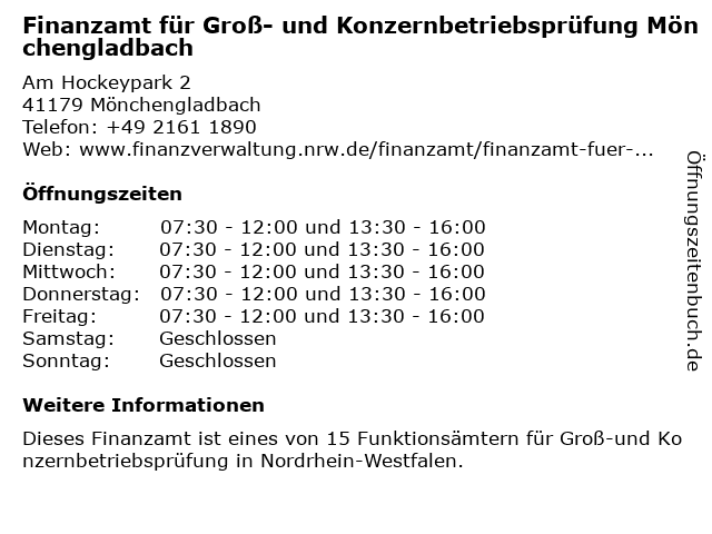 ᐅ Offnungszeiten Finanzamt Monchengladbach Sprechzeiten Service Informationsstelle Am Hockeypark 2 In Monchengladbach
