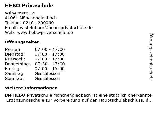 Hebo Privatschule Monchengladbach Kosten