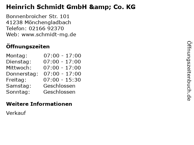 Heinrich Schmidt GmbH & Co. KG in Mönchengladbach: Adresse und Öffnungszeiten