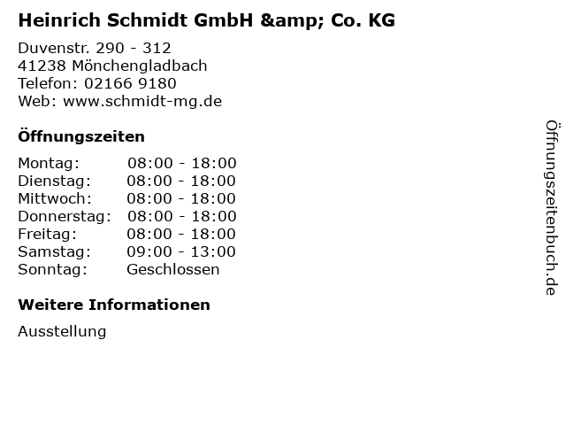 Heinrich Schmidt GmbH & Co. KG in Mönchengladbach: Adresse und Öffnungszeiten