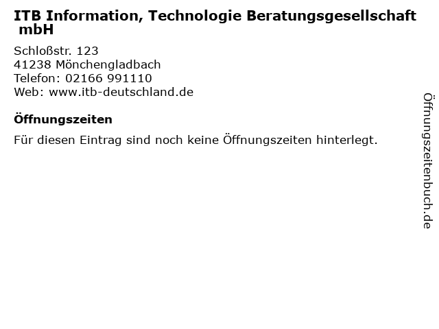 ITB Information, Technologie Beratungsgesellschaft mbH in Mönchengladbach: Adresse und Öffnungszeiten