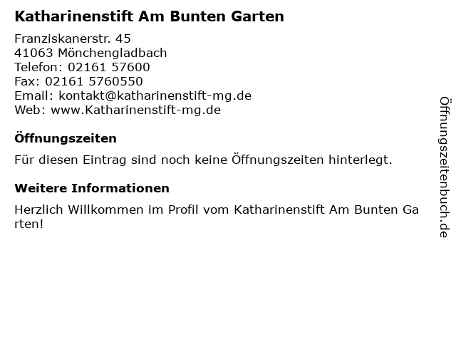 Katharinenstift Am Bunten Garten in Mönchengladbach: Adresse und Öffnungszeiten