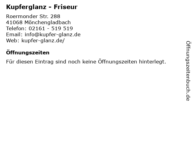 Kupferglanz - Friseur in Mönchengladbach: Adresse und Öffnungszeiten