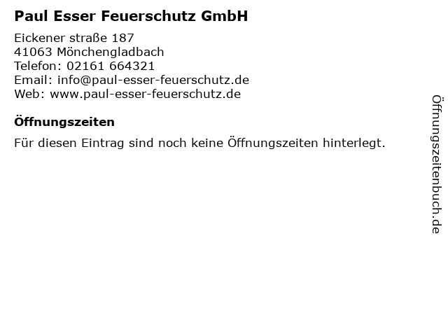 Paul Esser Feuerschutz GmbH in Mönchengladbach: Adresse und Öffnungszeiten