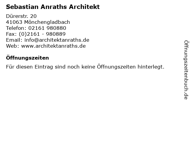 Sebastian Anraths Architekt in Mönchengladbach: Adresse und Öffnungszeiten