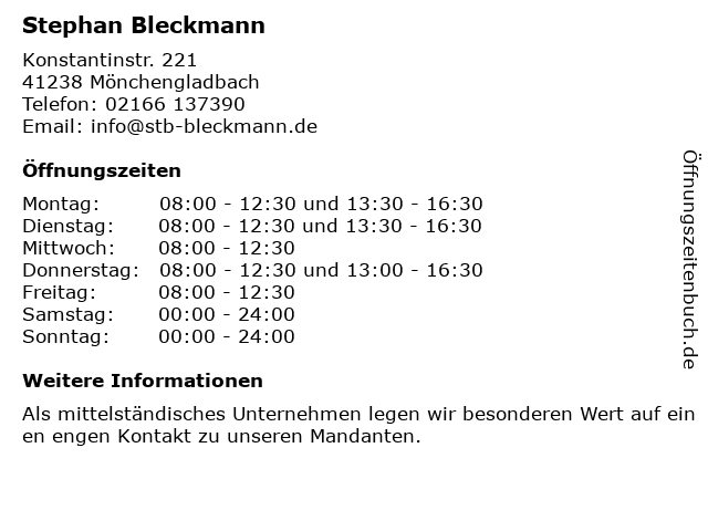 Stephan Bleckmann in Mönchengladbach: Adresse und Öffnungszeiten