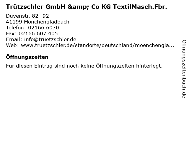 Trützschler GmbH & Co KG TextilMasch.Fbr. in Mönchengladbach: Adresse und Öffnungszeiten