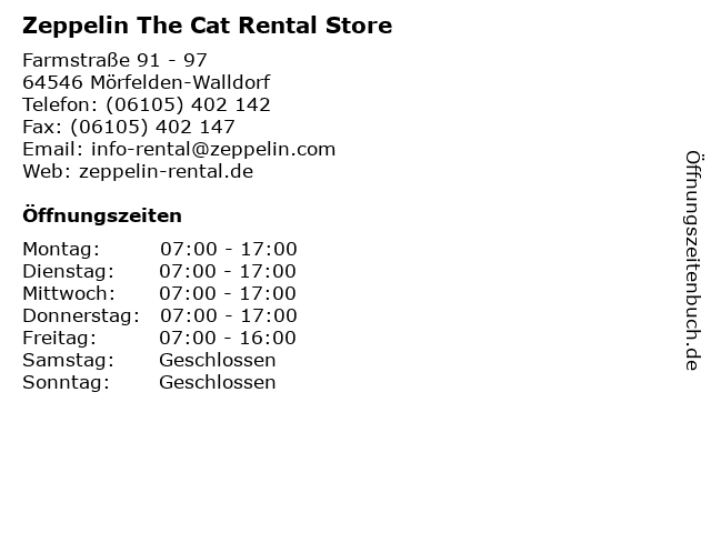 Zeppelin The Cat Rental Store in Mörfelden-Walldorf: Adresse und Öffnungszeiten