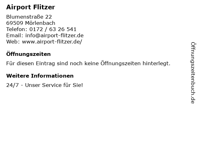 Airport Flitzer in Mörlenbach: Adresse und Öffnungszeiten