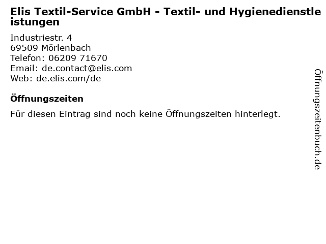 Elis Textil-Service GmbH - Textil- und Hygienedienstleistungen in Mörlenbach: Adresse und Öffnungszeiten