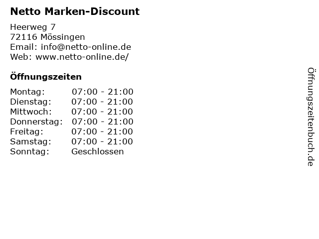 Netto Marken-Discount in Mössingen: Adresse und Öffnungszeiten