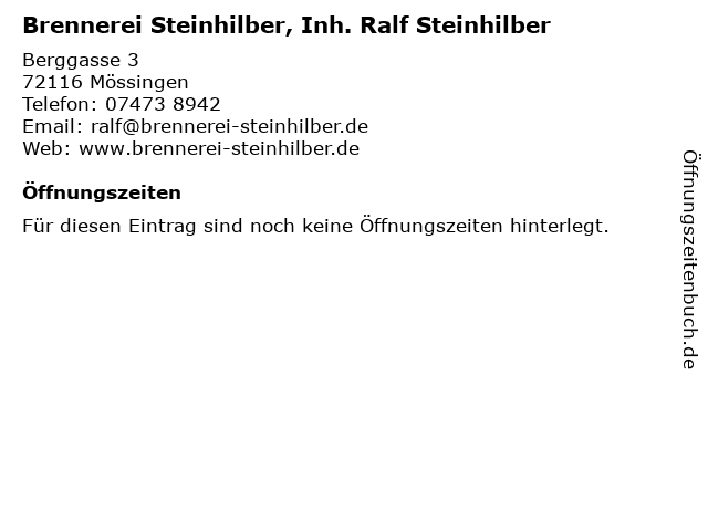 Richard Steinhilber Brennerei in Mössingen: Adresse und Öffnungszeiten