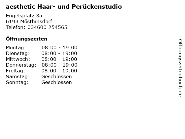 aesthetic Haar- und Perückenstudio in Mösthinsdorf: Adresse und Öffnungszeiten