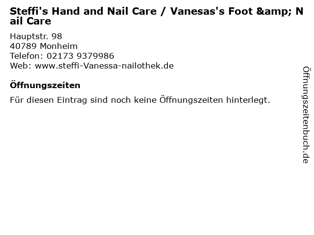 Steffi's Hand and Nail Care / Vanesas's Foot & Nail Care in Monheim: Adresse und Öffnungszeiten