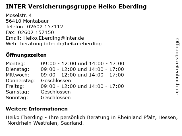 INTER Versicherungsgruppe Heiko Eberding in Montabaur: Adresse und Öffnungszeiten