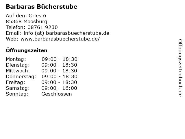Barbaras Bücherstube in Moosburg: Adresse und Öffnungszeiten