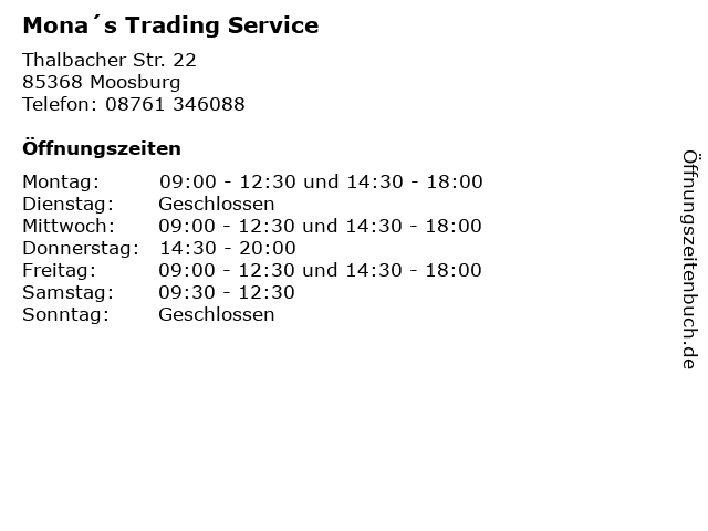 Mona´s Trading Service in Moosburg: Adresse und Öffnungszeiten