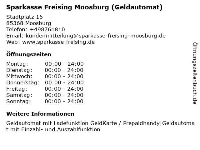 Á Offnungszeiten Stadt Und Kreissparkasse Moosburg Geldautomat Hauptgeschaftsstelle Stadtplatz 16 In Moosburg
