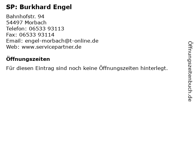 SP: Burkhard Engel in Morbach: Adresse und Öffnungszeiten