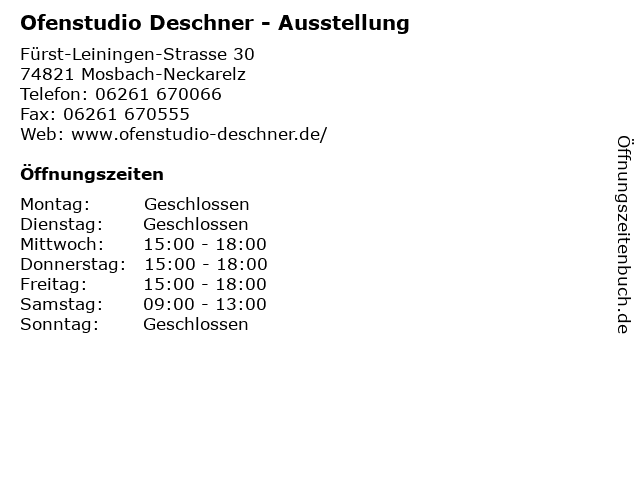 Ofenstudio Deschner - Ausstellung in Mosbach-Neckarelz: Adresse und Öffnungszeiten