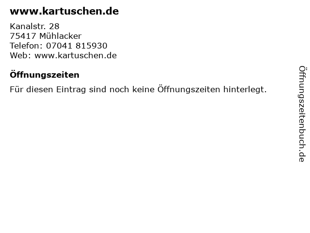 www.kartuschen.de in Mühlacker: Adresse und Öffnungszeiten