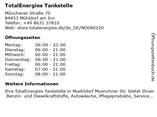 TotalEnergies Tankstelle in Mühldorf am Inn: Adresse und Öffnungszeiten