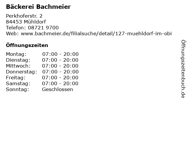 Bäckerei Bachmeier in Mühldorf: Adresse und Öffnungszeiten