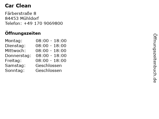 Car Clean in Mühldorf: Adresse und Öffnungszeiten
