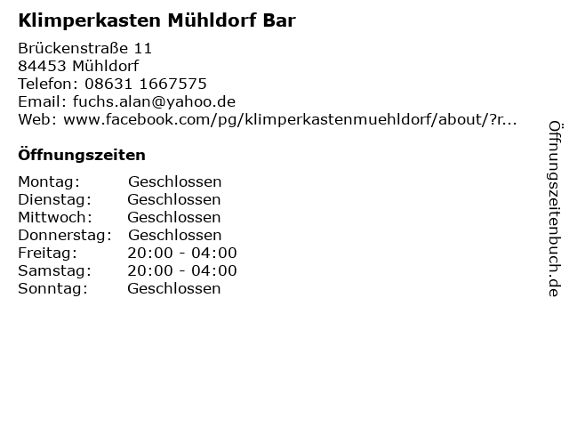 Klimperkasten Mühldorf Bar in Mühldorf: Adresse und Öffnungszeiten