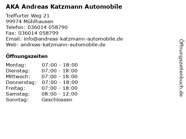 AKA Andreas Katzmann Automobile in Mühlhausen: Adresse und Öffnungszeiten
