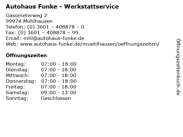 Autohaus Funke - Werkstattservice in Mühlhausen: Adresse und Öffnungszeiten