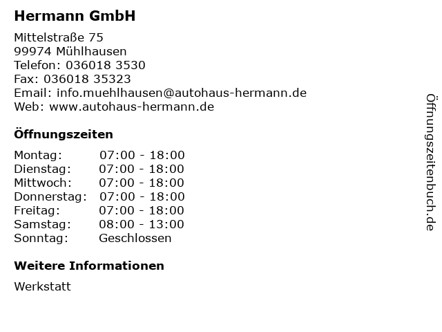 Hermann GmbH in Mühlhausen: Adresse und Öffnungszeiten