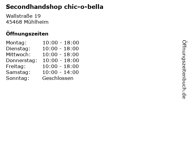 Secondhandshop chic-o-bella in Mühlheim: Adresse und Öffnungszeiten