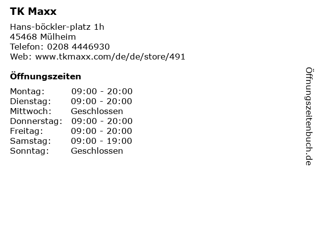 TK Maxx GmbH & Co. KG in Mülheim (Ruhr): Adresse und Öffnungszeiten