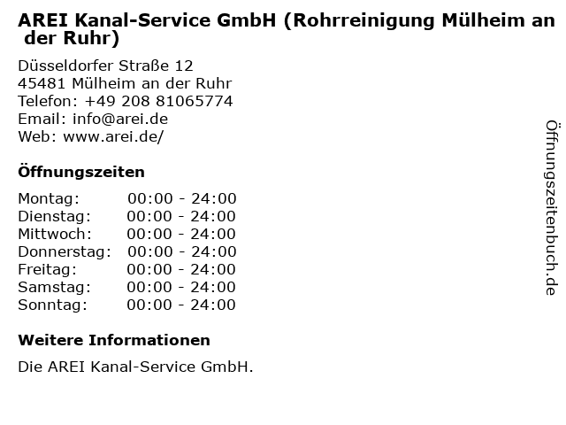 AREI Kanal-Service GmbH in Mülheim an der Ruhr: Adresse und Öffnungszeiten