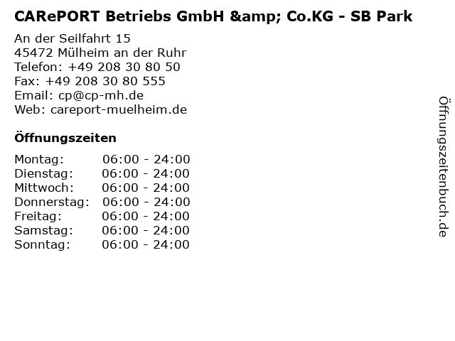 CARePORT Betriebs GmbH & Co.KG - SB Park in Mülheim an der Ruhr: Adresse und Öffnungszeiten