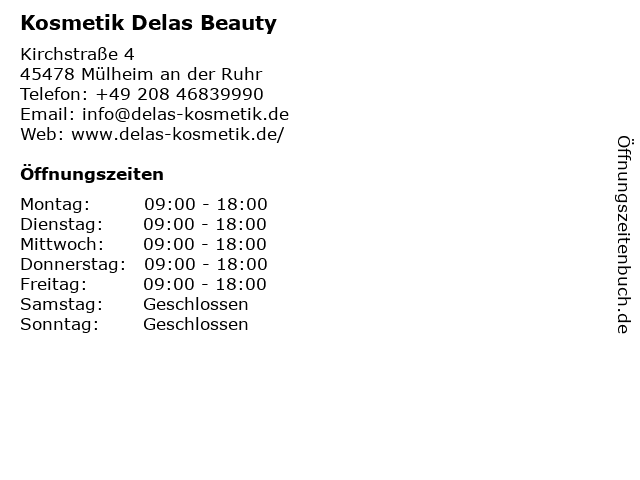Kosmetik Delas Beauty in Mülheim an der Ruhr: Adresse und Öffnungszeiten