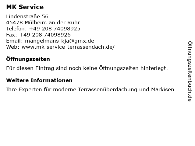 MK Service in Mülheim an der Ruhr: Adresse und Öffnungszeiten