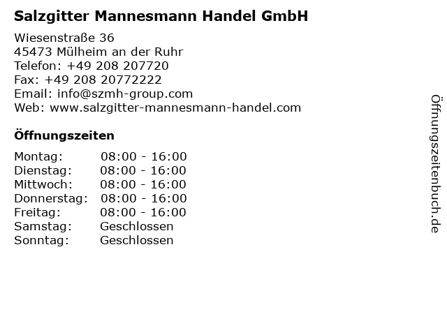 Salzgitter Mannesmann Handel GmbH in Mülheim an der Ruhr: Adresse und Öffnungszeiten