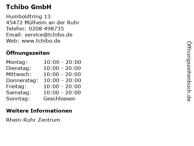 Tchibo GmbH in Mülheim an der Ruhr: Adresse und Öffnungszeiten