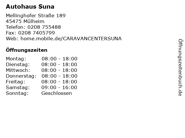 Autohaus Suna in Mülheim: Adresse und Öffnungszeiten