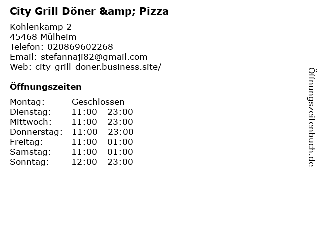 City Grill Döner & Pizza in Mülheim: Adresse und Öffnungszeiten