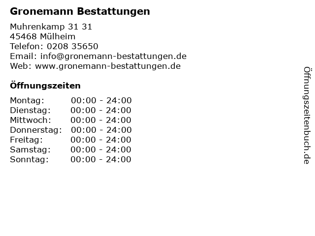 Gronemann Bestattungen in Mülheim: Adresse und Öffnungszeiten