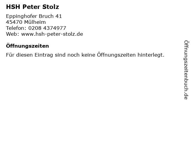 HSH Peter Stolz in Mülheim: Adresse und Öffnungszeiten