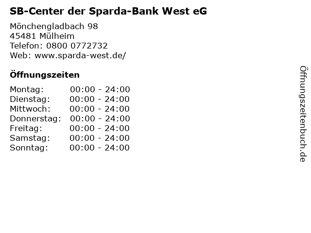 SB-Center der Sparda-Bank West eG in Mülheim: Adresse und Öffnungszeiten