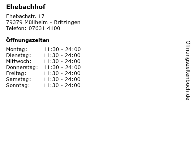 Ehebachhof in Müllheim - Britzingen: Adresse und Öffnungszeiten